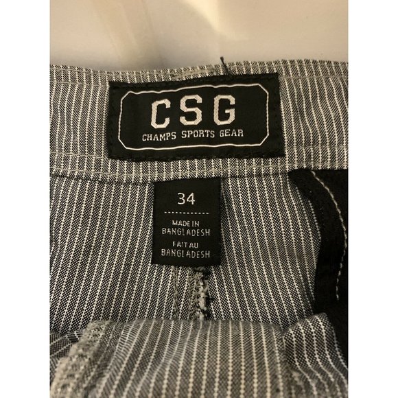 Champs Sports Gear Men's Sz 34 Gray Striped Shorts - Picture 2 of 7